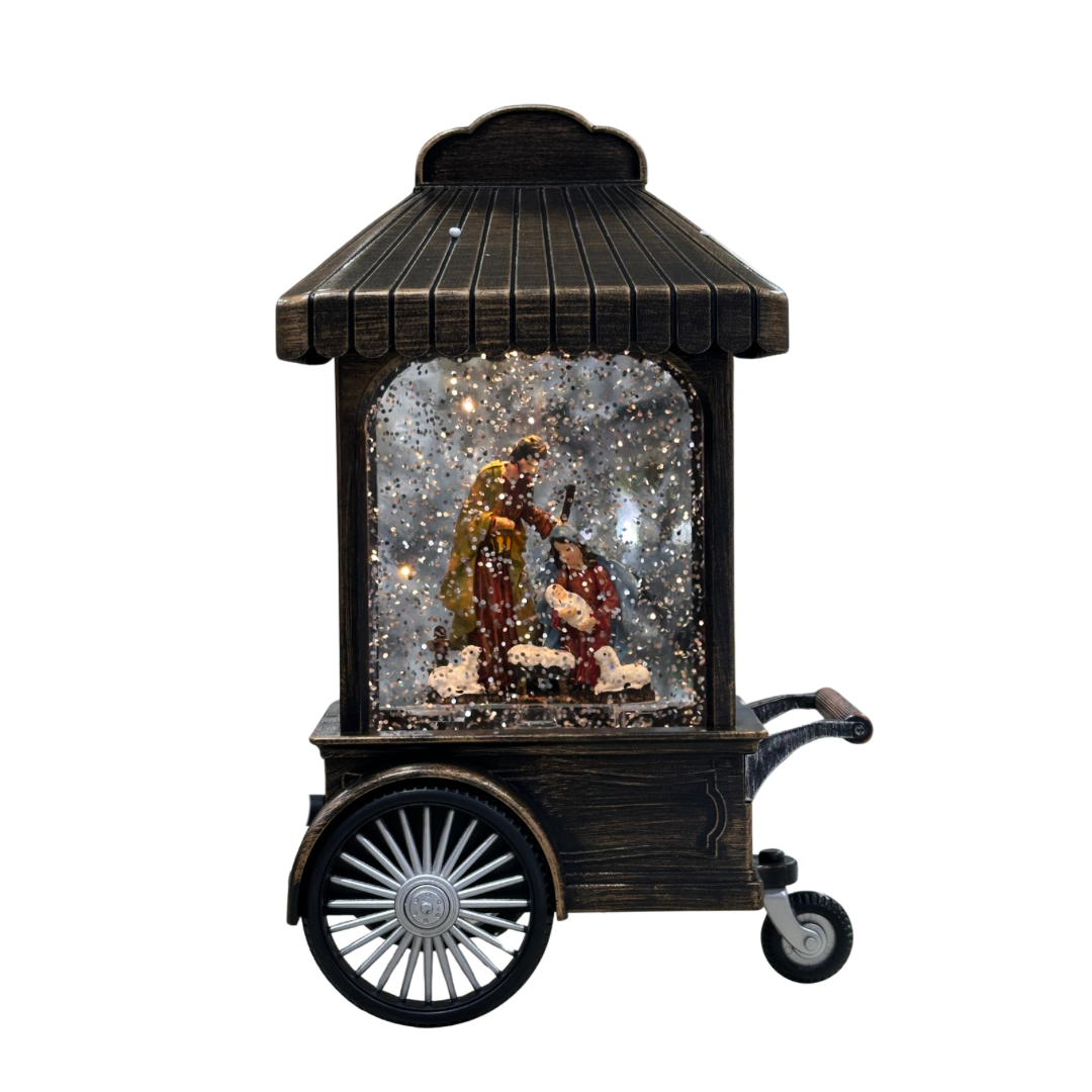 Farol navideño con carrito
