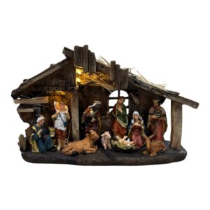 Pesebre resina sagrada familia con luz
