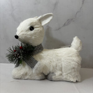 Adorno de navidad, ciervo sentado blanco