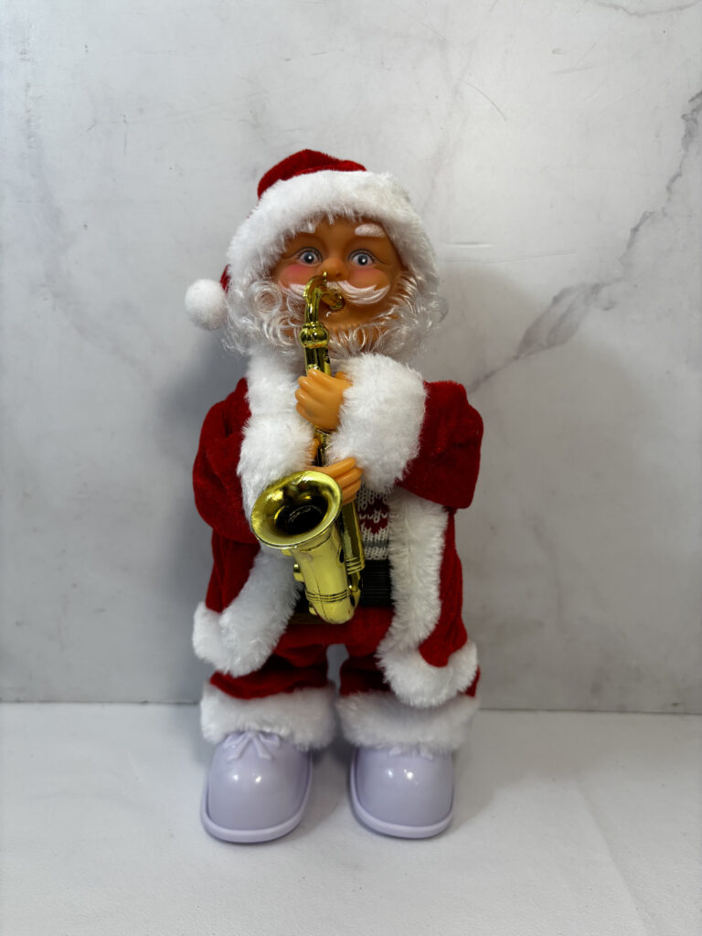 Papá Noel tocando el saxo. Adorno de navidad
