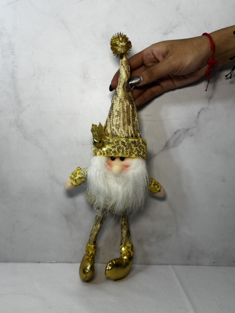 Adorno de navidad, papá Noel con piernas largas.